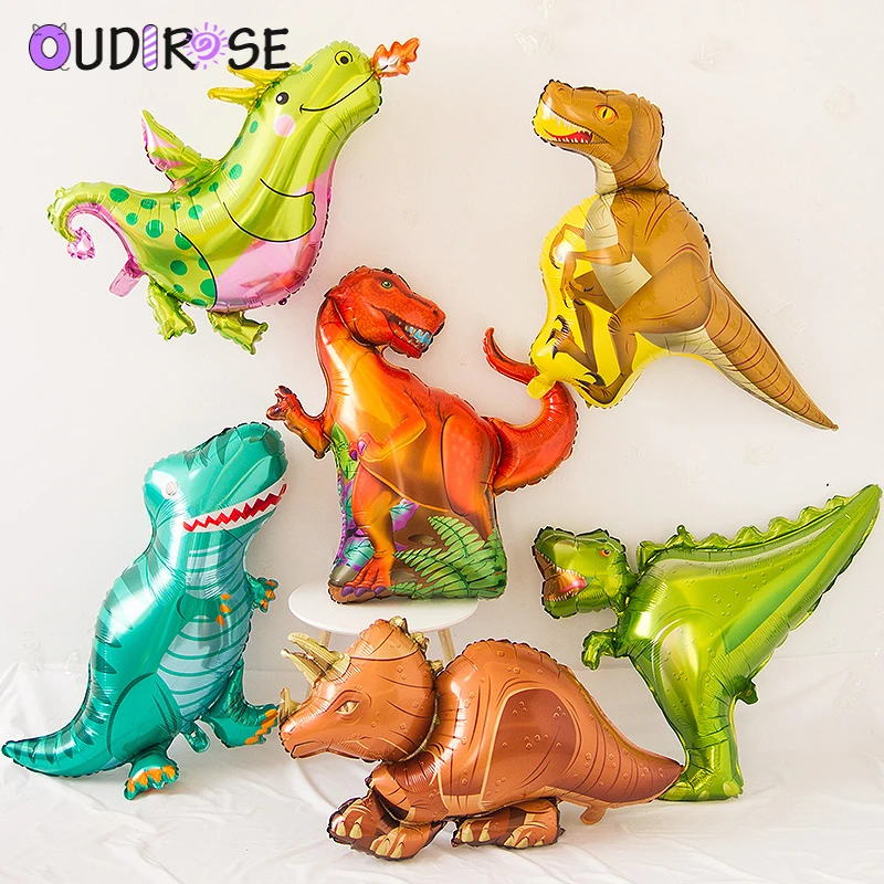 OUDIROSE 1 Pcs Dinosaur Balloons Walking Round Foil Cartoon Dragon Happy Birthday Party Decor Kids Toys | Дом и сад