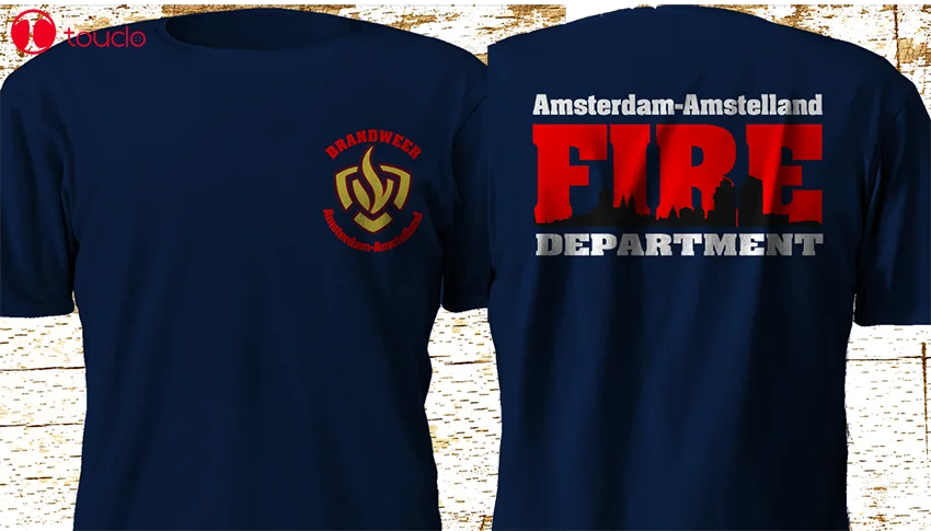 Новинка 2019 года брендовая футболка в стиле пожарный отдел цвет темно-синий Ajax
