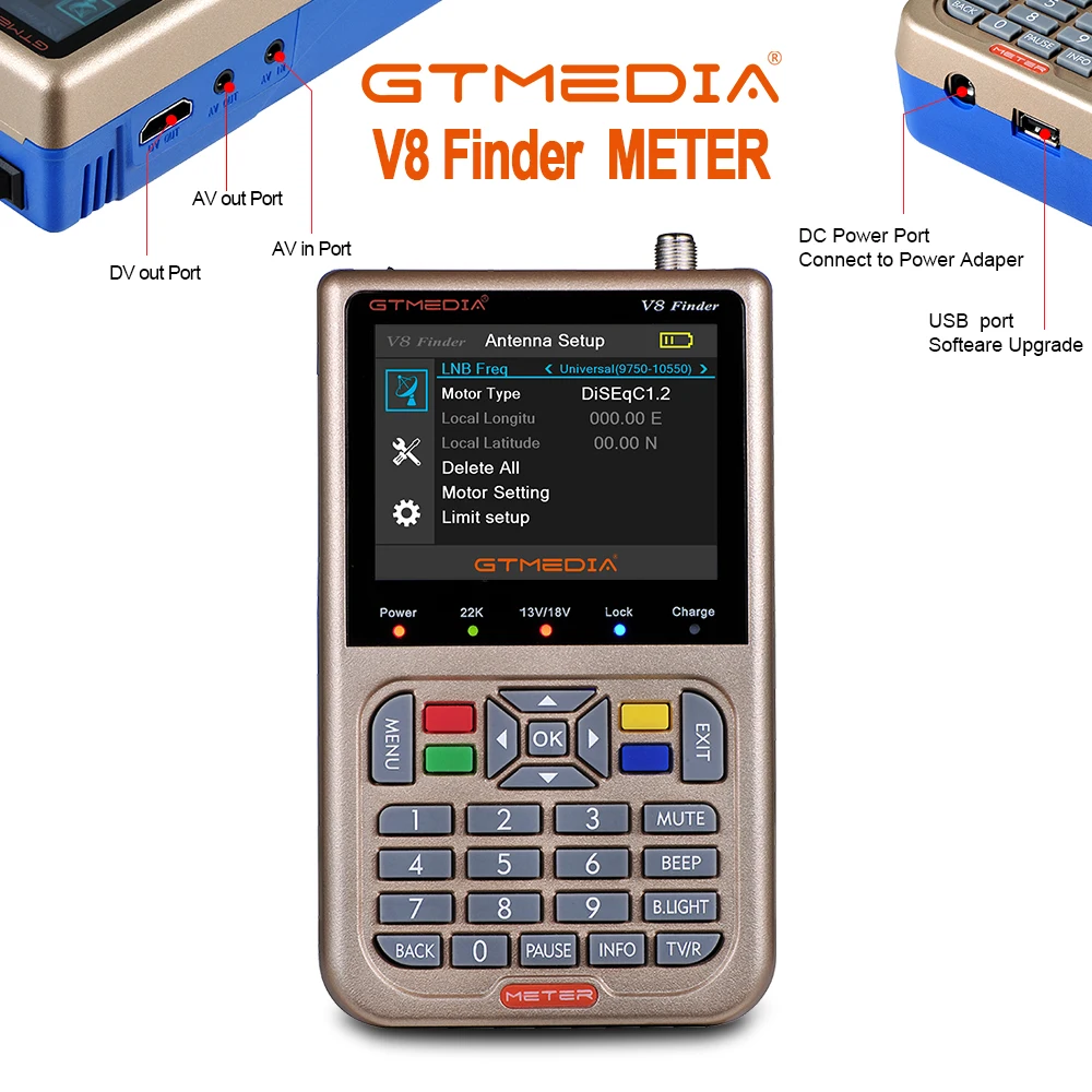 Satellite finder V8 meter [Подлинный] Цифровой satfinder pk ws 6906 freesat с ЖК дисплеем 3 5