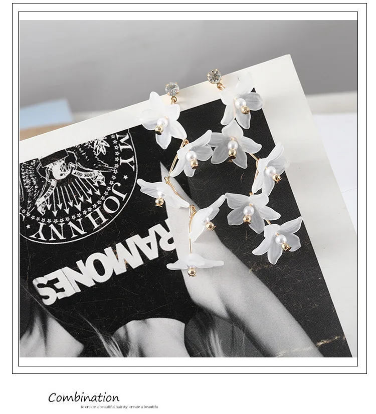 Korean Style Temperament Arcylic Petals Drops Earrings Elegant Flower Tassel Long for Women Jewelry Brincos Gifts | Украшения и