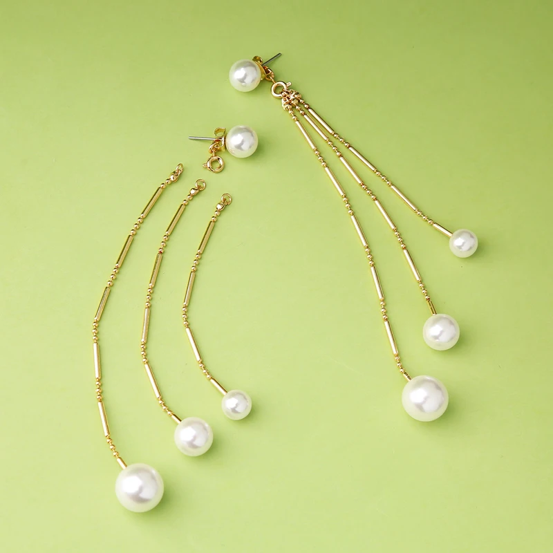Женские серьги подвески в богемном стиле с длинным слоем имитация жемчуга