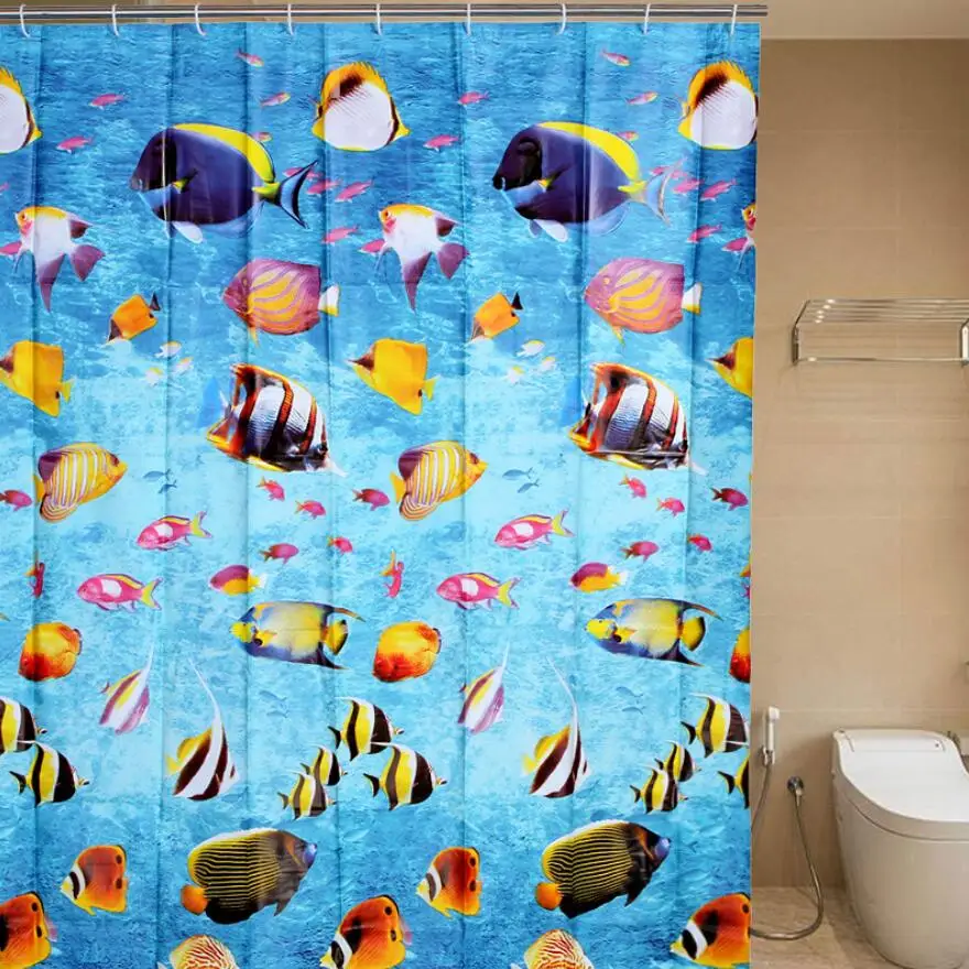 Hotsale New 180 x 180cm Classic Blue Dolphin Waterproof PEVA Thicken Bathroom Bath Shower Curtain With 12pcs Hooks Rings | Дом и сад