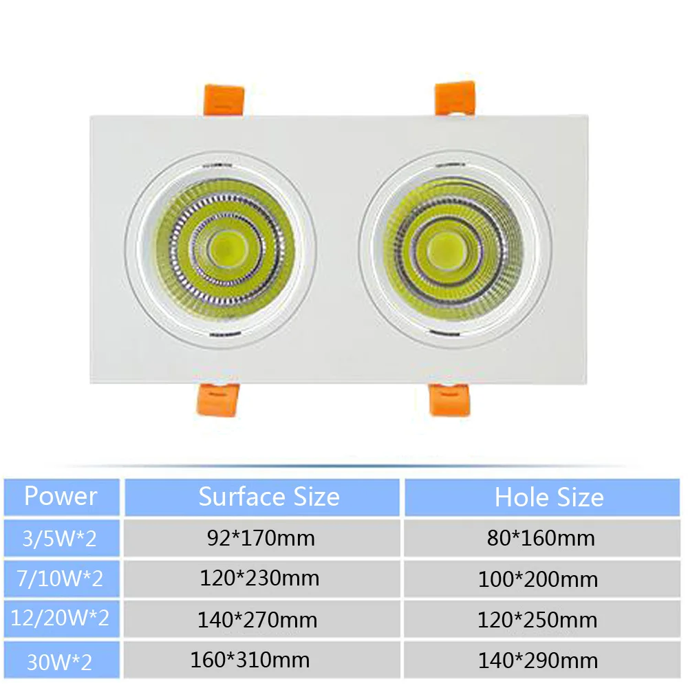 Встроенная решетка Led COB bean gall light 7 Вт 10 12 20 30 Двухточечные три фары LED AR111