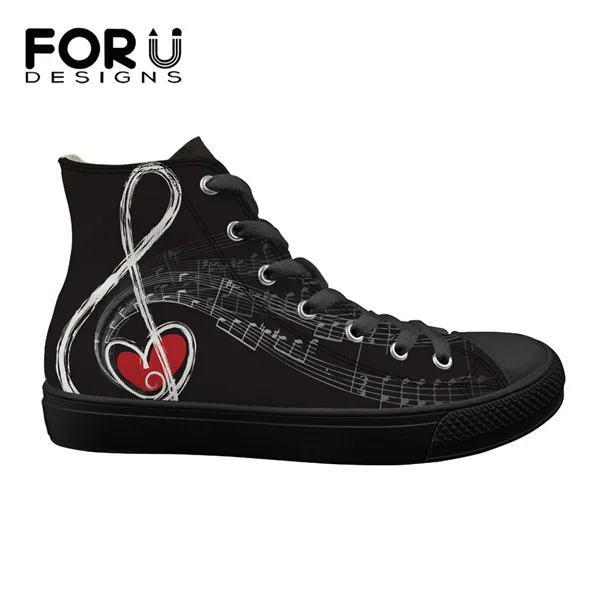 FORUDESIGNS/женские кроссовки с 3D музыкальным принтом; модная парусиновая обувь с высоким берцем; женские комфортные ботинки на шнуровке - Цвет: H8400Z38