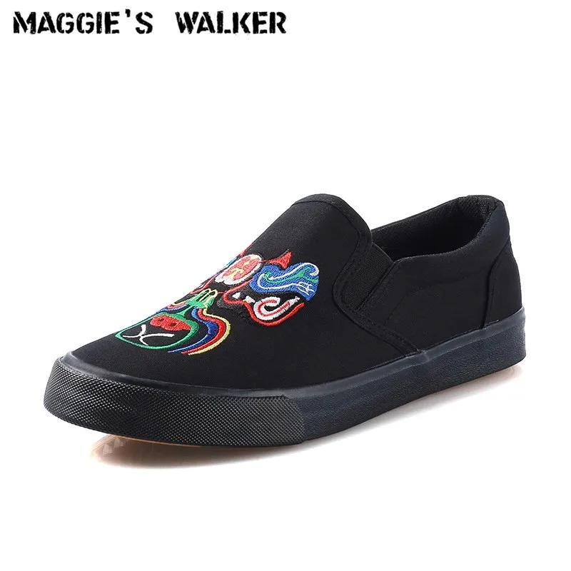 

Мужские парусиновые туфли Maggie's Walker, повседневные туфли без шнуровки, на платформе, в фольклорном стиле, размеры 39-43