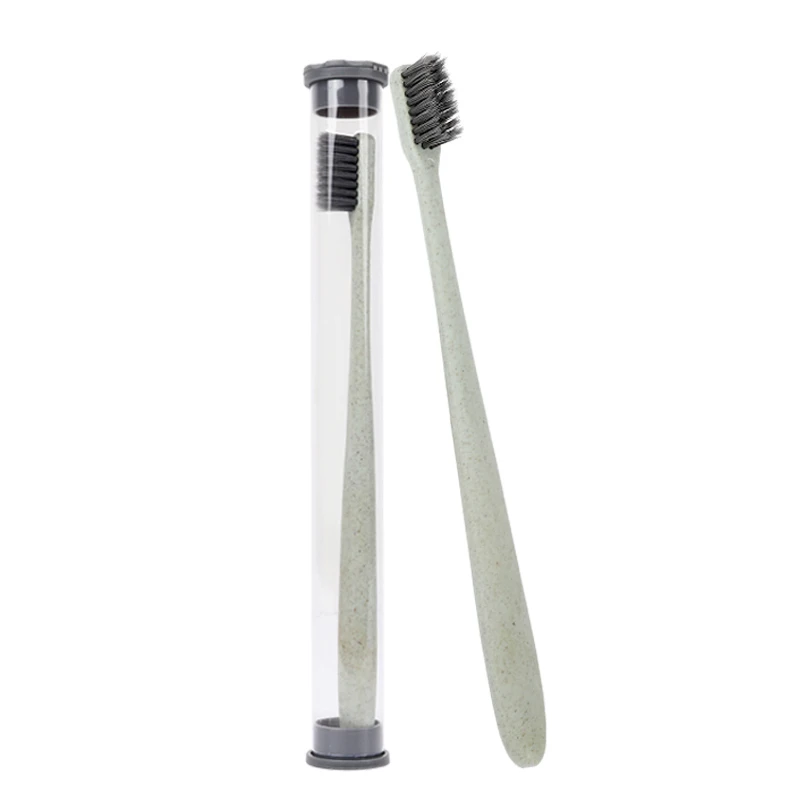 Wholesale Wheat Black Bamboo Toothbrush Portable Soft Charcoal Tooth Brush Tongue Cleaner for Kids and Adults Oral Hygiene | Красота и