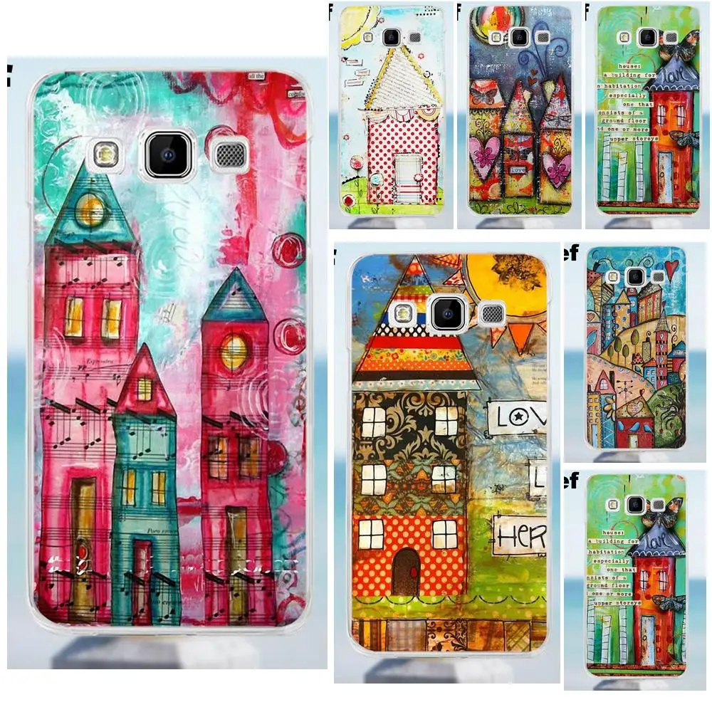 Art journing Collage Houses для Galaxy Alpha Core Prime Note 2 3 4 5 S3 S4 S5 S6 S7 S8 mini edge Plus Мягкий чехол с