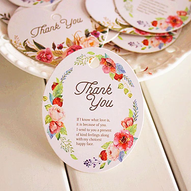 Спасибо 50 шт. эллипс цветочный дизайн бумажные этикетки для упаковки фотографий