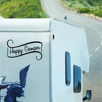 happy camper decals travel trailer decor camping vinyl mural art sticker for rv camper decoration