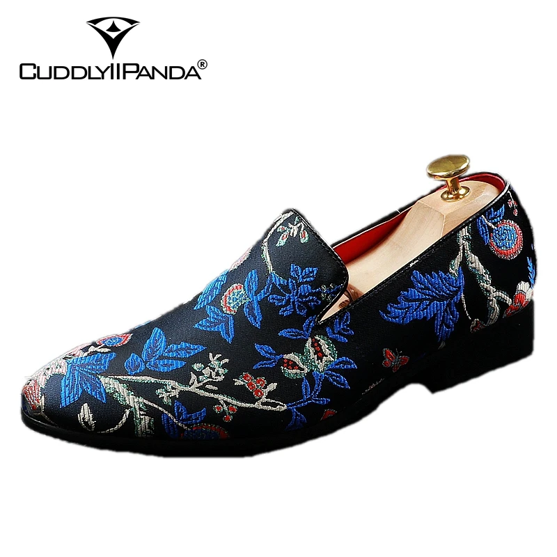 

CuddlyIIPanda Men Fashion Casual Loafers Spring Autumn Pointed Toe Print Flowers Leisure Driving Shoes Luxury Brand Men Sneakers