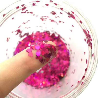 laser rose Экологичный ПЭТ 3 мм ультратонкий Сердце блестка для ногтей смешанные голографические лазерные серебряные блестки пайетки для рукоделия украшения ногтей 8 г - Цвет: laser rose