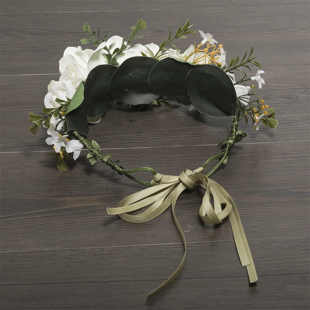 MOLANS Adjustable Flower Crown Ribbon Women Wedding Accessories Handmade Headpiece Lady's Hair Garland For Art Photography