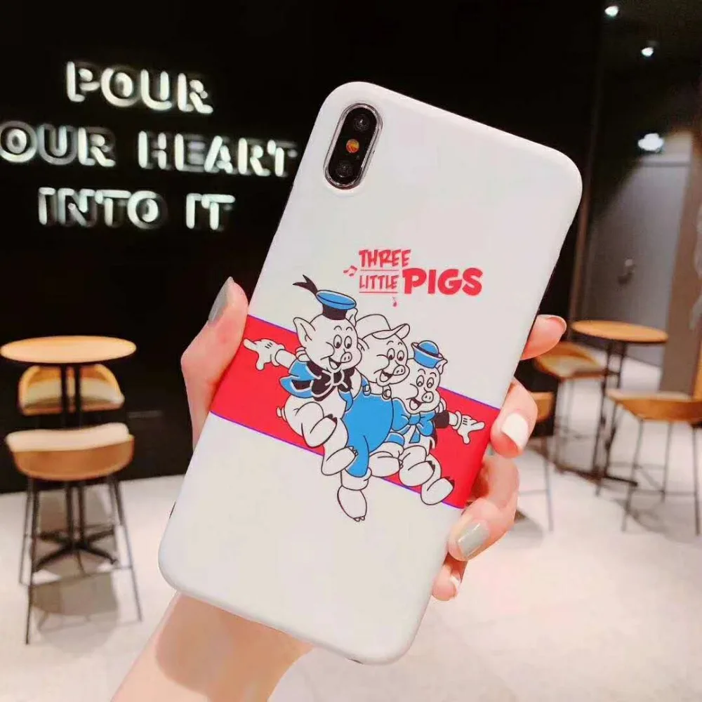 Disney Три поросенка для iPhone 6 6s 7 8 плюс Чехол X xs xr xsmax Матовая Мягкая Оболочка
