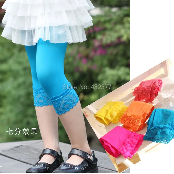 

Retail Candy Color Velvet Children Girl leggings with lace flowers ,Baby Girl pants for 3-8 years old kids