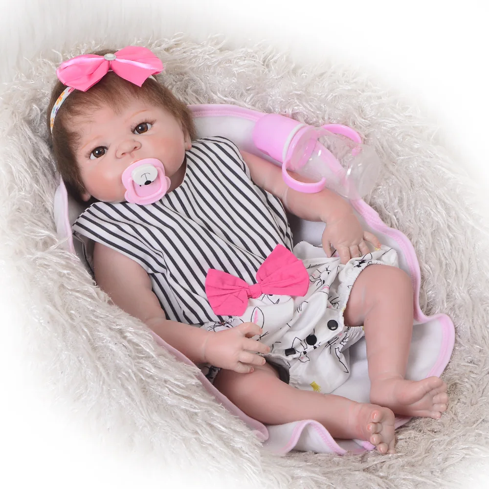 57 см Прекрасный всего тела силиконовые возрождается Bebe винил новорожденный Reborn