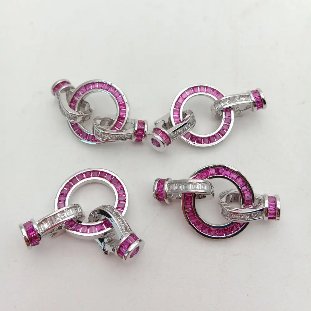 2pcs Cubic Zircon Micro pave circle clasp 16x30mm golden plated | Украшения и аксессуары