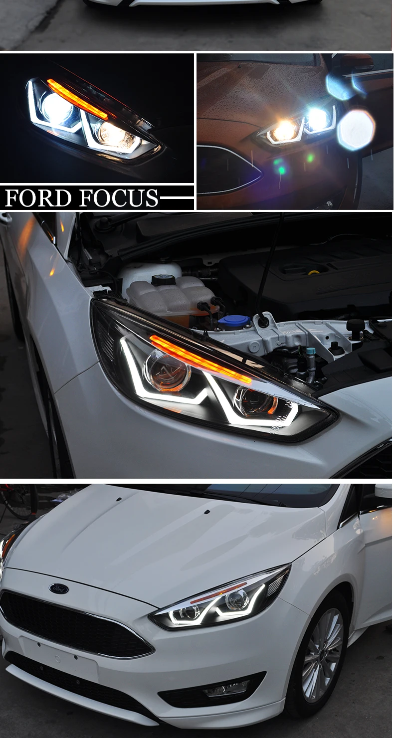 KOWELL стайлинга автомобилей для Ford Focus фары светодиодная фара для Focus Фокус R DRL Bi Xenon объектив высокого ближнего парковка Туман лампа