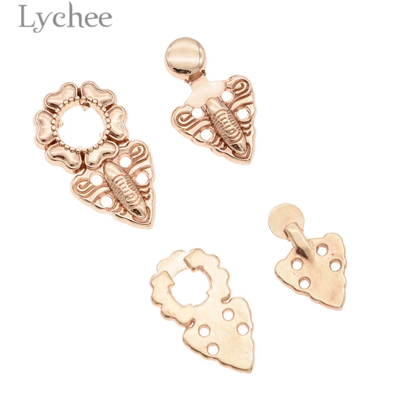 Lychee 5 шт. Стразы Hebillas сплав пуговицы Винтаж Полые Кнопки DIY Швейные материалы для одежды