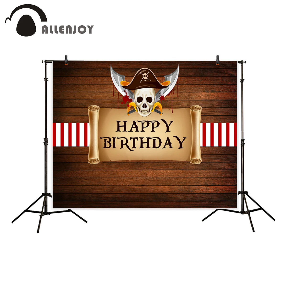 Allenjoy background for photography studio Vintage woodboard Treasure map pirate theme happy birthday backdrop newborn photocall |
