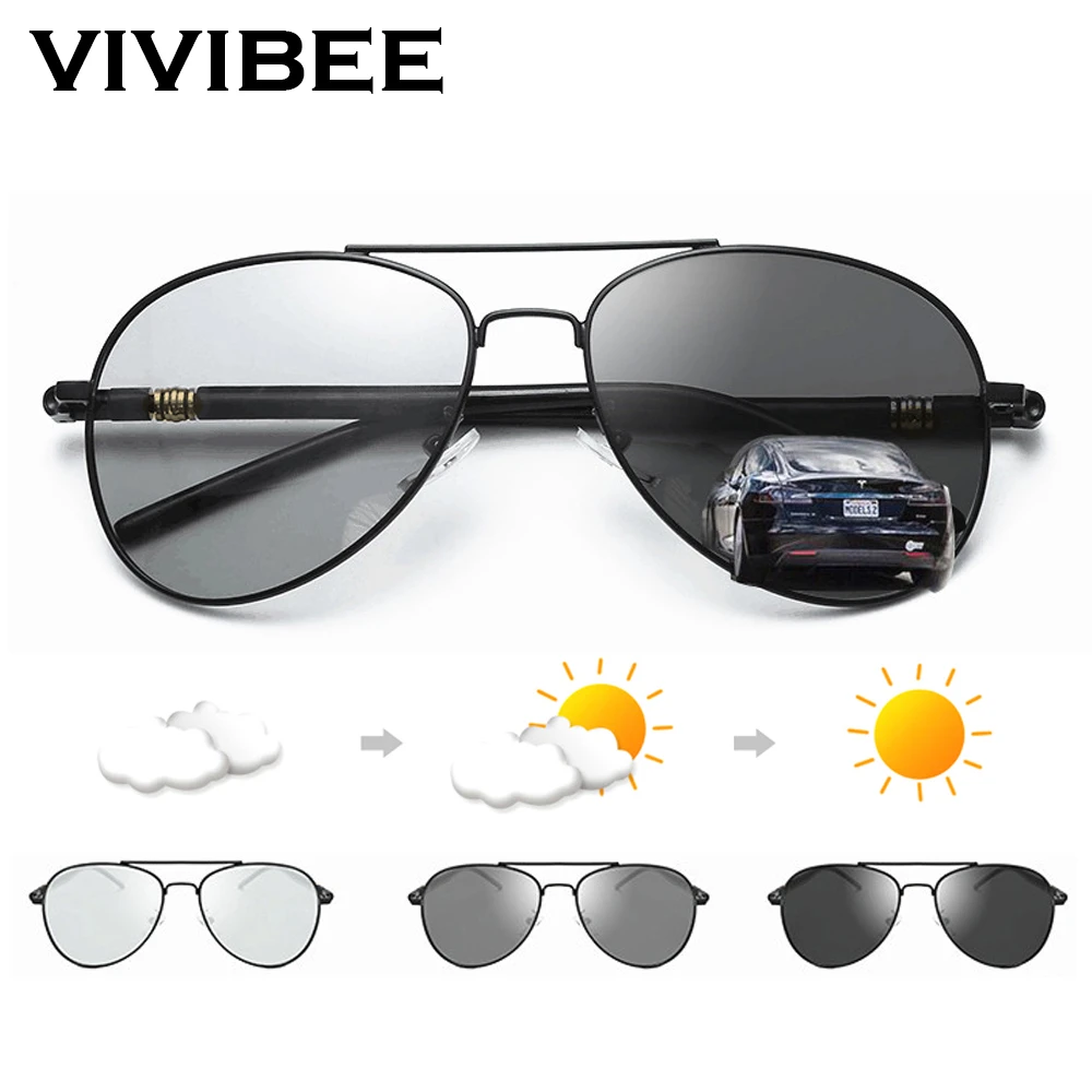 VIVIBEE, классический дизайн, квадратные поляризованные мужские солнцезащитные очки для вождения, фотохромные полярные солнцезащитные очки,, трендовые, высокое качество, оттенки