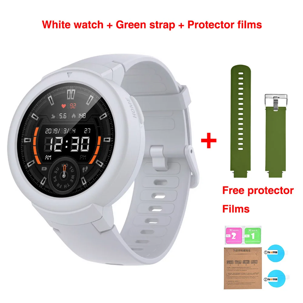 Новая версия Huami AMAZFIT Verge Lite Смарт-часы Bip 2 gps IP68 Водонепроницаемые мульти-спортивные Смарт-часы трекер здоровья - Цвет: White add green