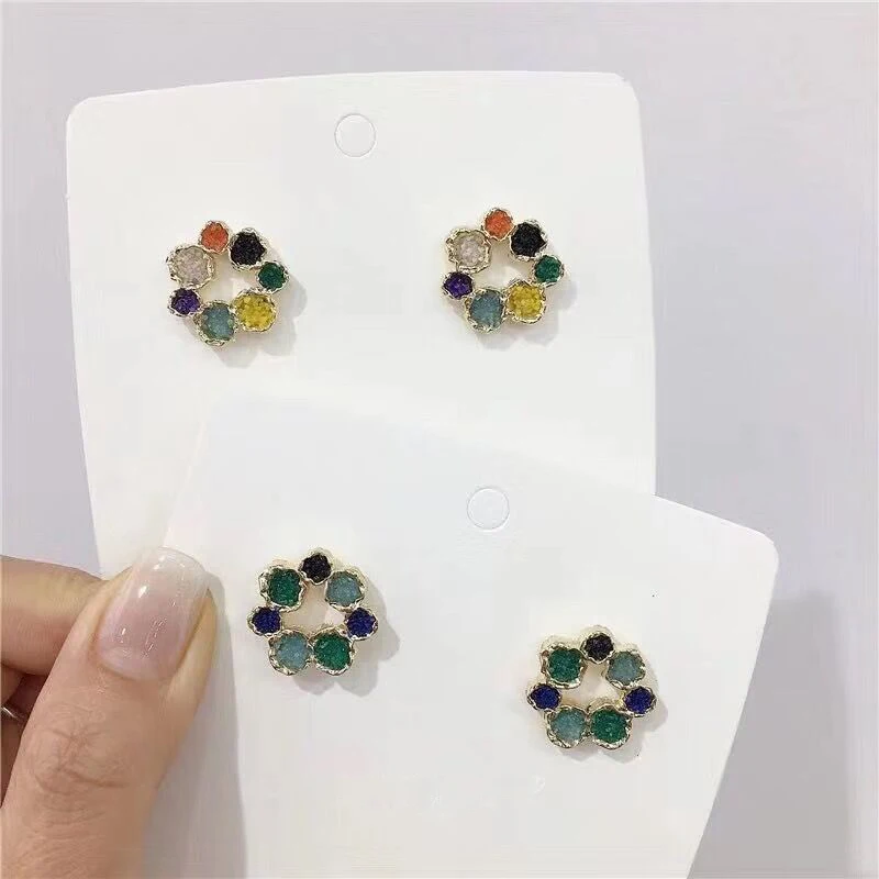 Женские серьги гвоздики MENGJIQIAO корейские Металлические с милыми цветами