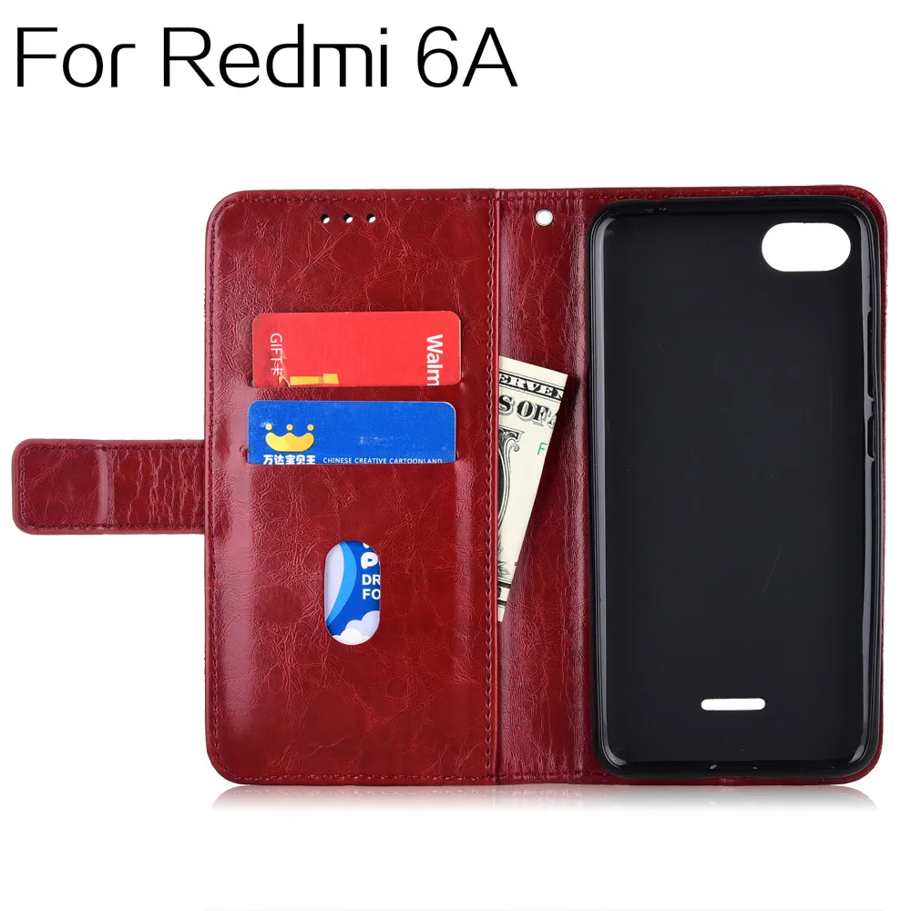 Кожаный чехол-бумажник с откидной крышкой для Xiaomi Redmi 6 5 45 '' чехол магнитный