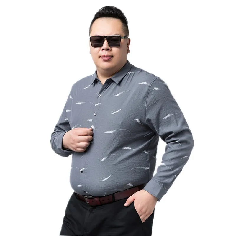 2017 New big size 8XL 7XL Men's Casual Shirts Full Sleeve Solid Printed Fashion Designer Dress Shirt Men Clothes Camisa Masculin | Мужская