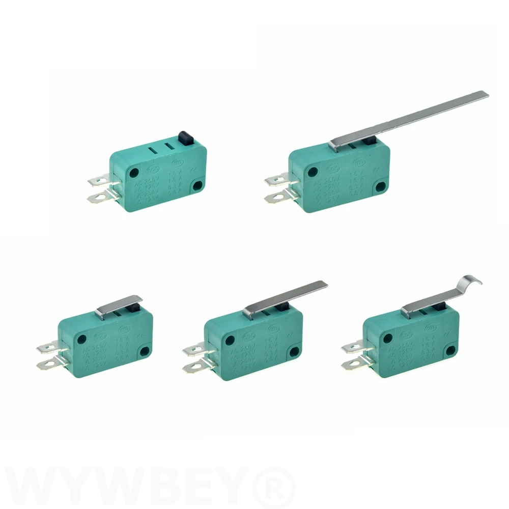 Микро-концевые выключатели 16A 250V 125V SPST 4,8 мм Ширина 2 шпильки нормально открытый 16 мм УФ-фильтр 52 мм с Arc Roller Lever сенсорный переключатель микропереключатель