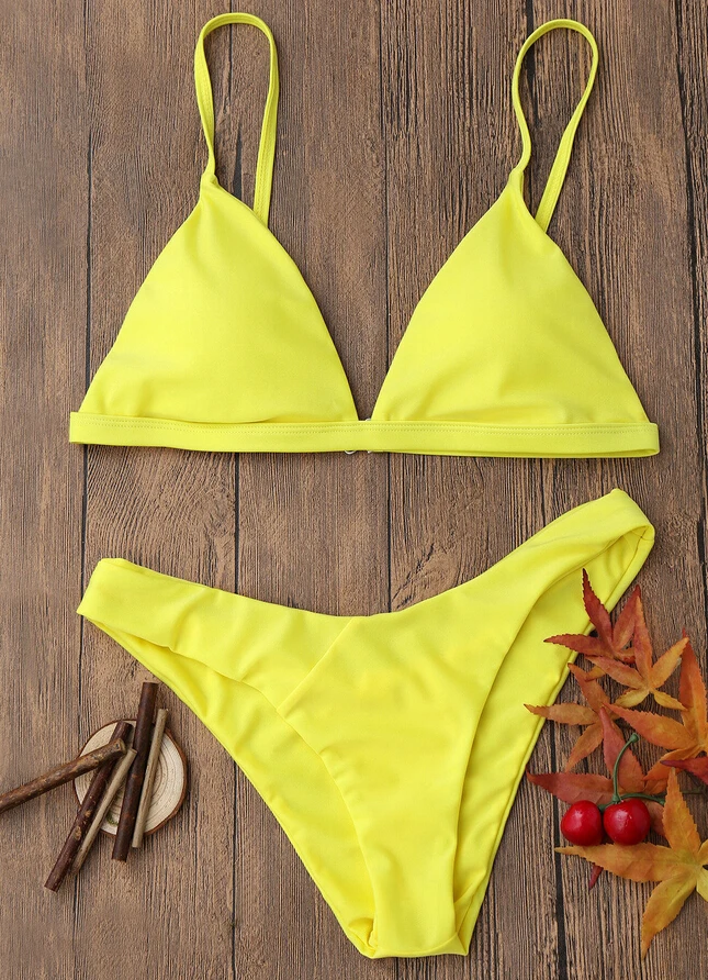 Женский комплект бикини купальник с треугольными чашечками бюстгальтер пуш-ап