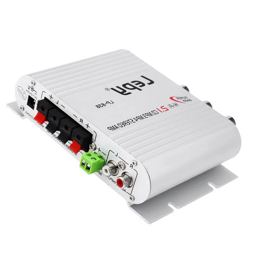 

Автомобильный Hi-Fi Цифровой усилитель LP-838 dc12в 20 Вт мини USB FM CD MP3 плеер автомобильные аксессуары 2,1 каналов