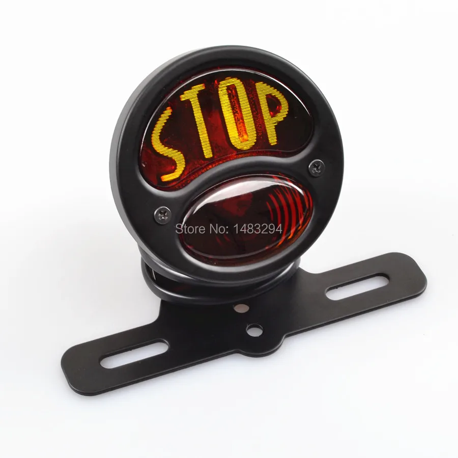 Железный черный с красными линзами Taillgiht 12V STOP стильный мотоцикл стоп задние