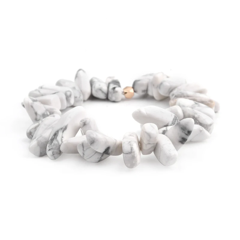 18-White Howlite BOJIU 14 цветов нерегулярный натуральный камень Браслеты Женские растягивающиеся зубы jises Jaspers Lapis коралловый оникс браслеты из ракушек BC302 - Окраска металла: 18-White Howlite