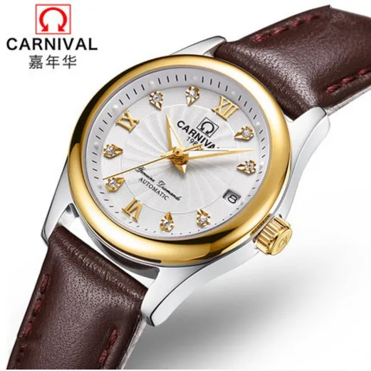 Gold Coffee SF8830 Карнавальные женские часы Топ люксовый бренд женские Автоматические механические часы женские сапфировые водонепроницаемые relogio feminino reloj mujer - Цвет: Gold Coffee SF8830