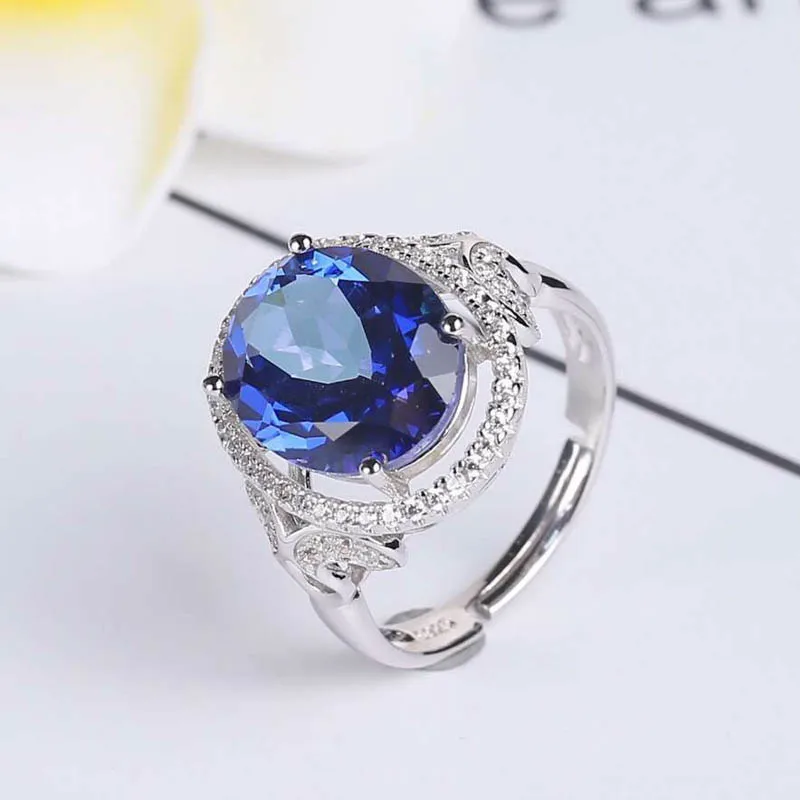 CSJ большой драгоценный камень голубой топаз 925 пробы серебро Fine Jewelry Кольцо и