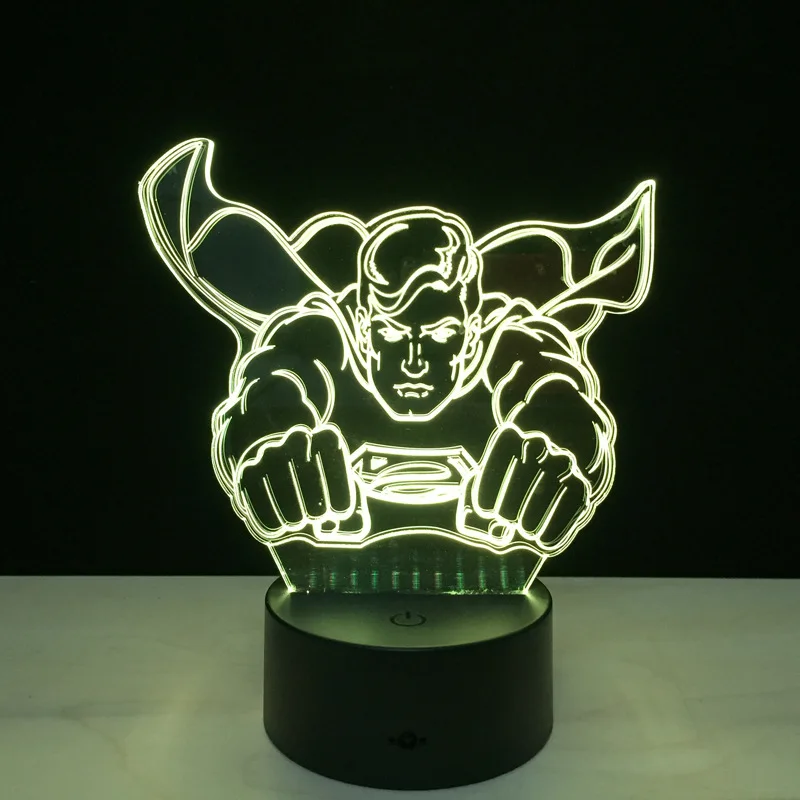 Новый цвет ful Luminaria супергерой Летающая фигурка Супермена меняющий светильник