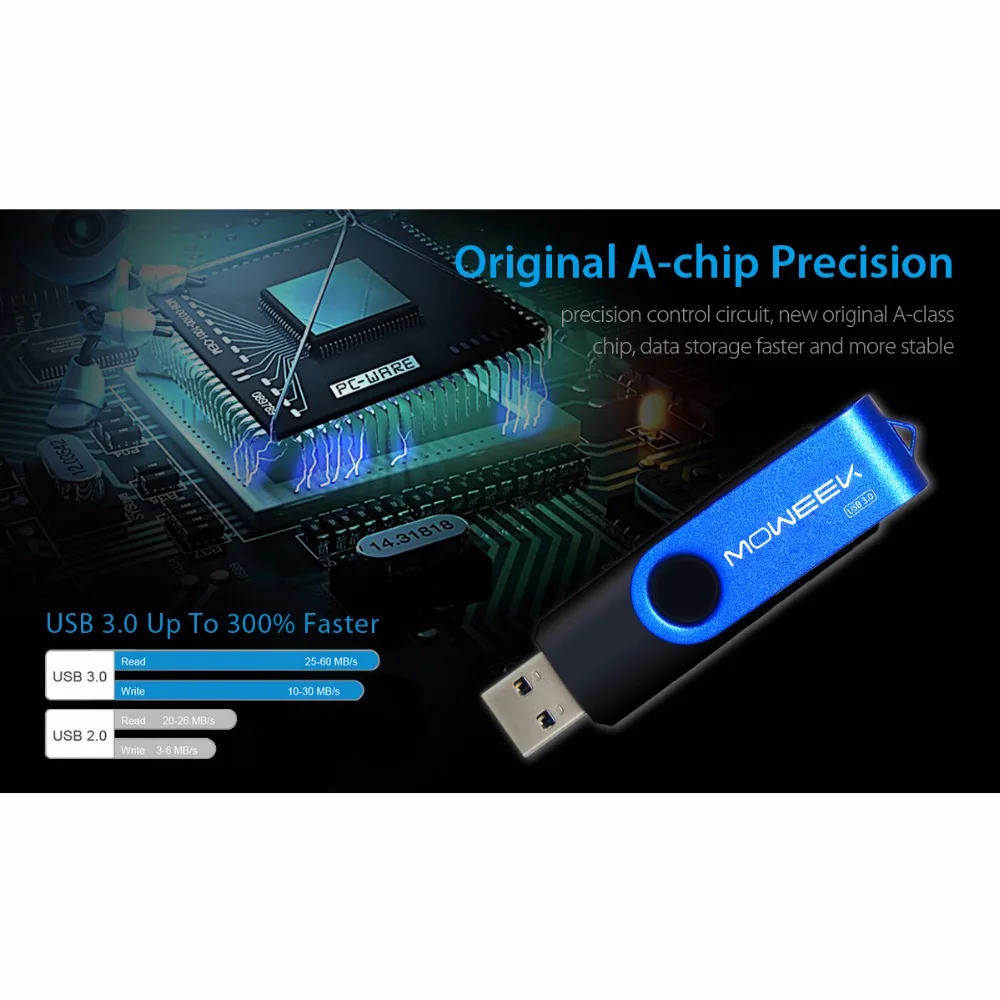 Moweek модный OTG флеш накопитель 128 ГБ USB3.0 32 Гб 16 металлическая Флешка 8 вращающаяся