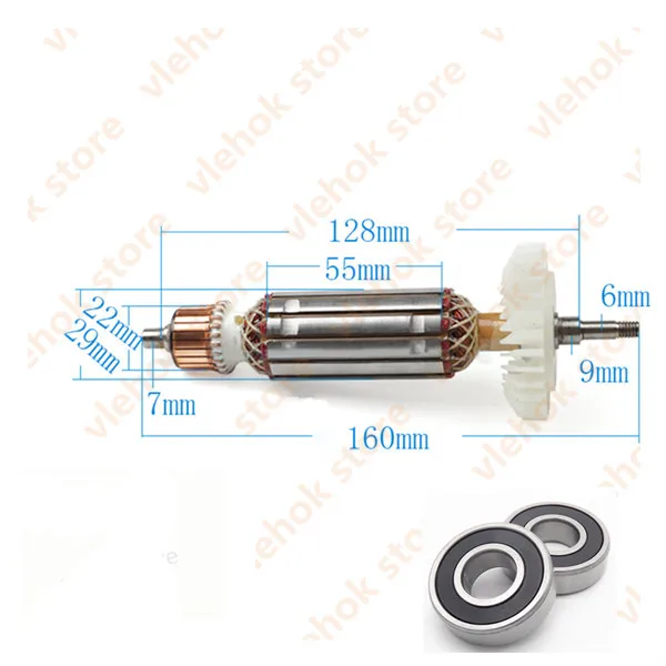 AC 220-240V ротор якоря статора заменить для MAKITA GA4030 GA5030 GA4530 GA5034 GA4534 GA4031 PJ7000 GA4030R GA4034 - Цвет: Rotor    Bearing