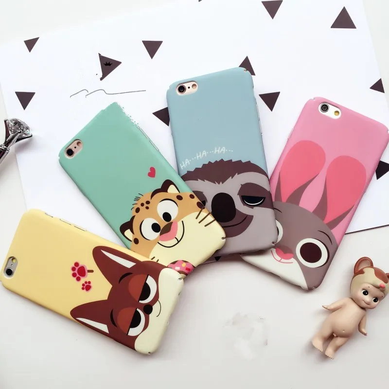 for iPhone 6 6s plus 7 7plus lovely Cartoon Zootopia Judy rabbit Nick Lover Couple hard pc case Cove |
