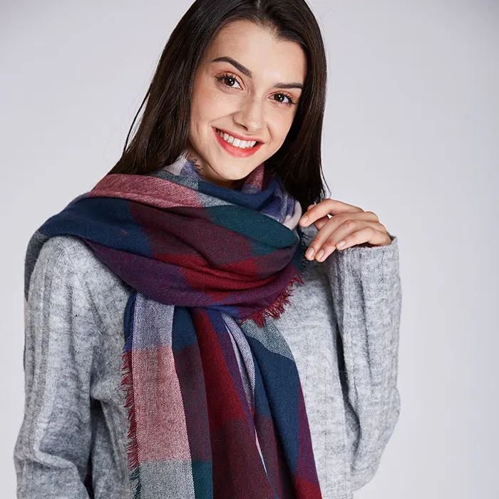 2017 winter plaid scarf dress new worsted cashmere women acrylic basic shawls female knitted fall pashmina chirstmas gift | Аксессуары
