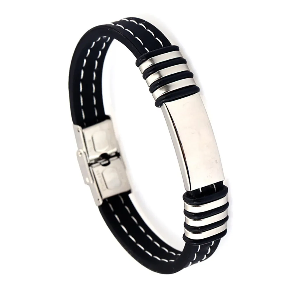 Мужские браслеты из нержавеющей стали силиконовые модные регулируемые браслет