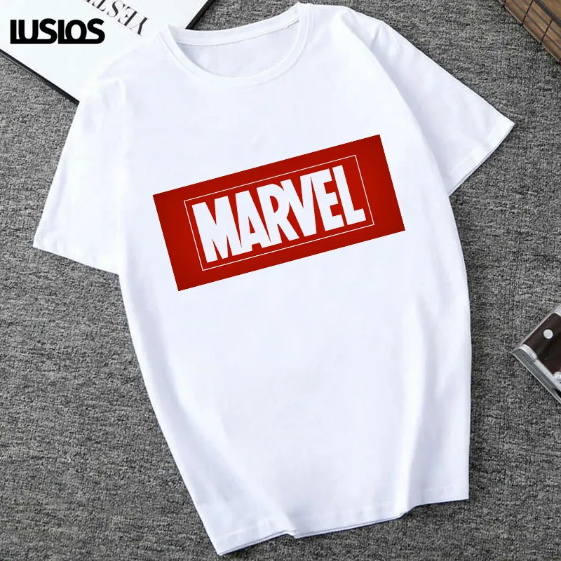 LUSLOS Cartton Marvel Футболка с принтом женская белая Повседневная футболка с буквенным принтом женская уличная футболка с супергероями