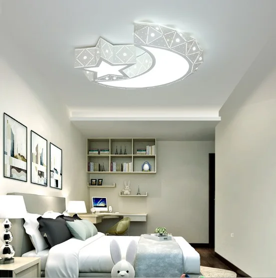 Children's room bedroom led light modern minimalist personality shaped star month creative warm study ceiling lighting fixtures