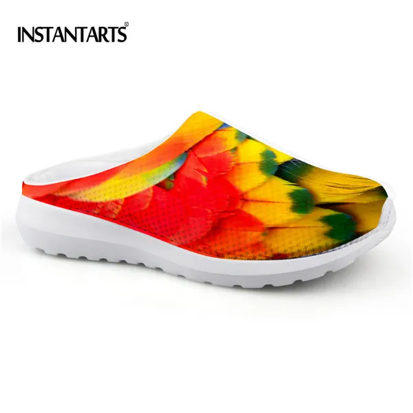CA5296CA Instantarts Новинка летние сетчатые мужские сандалии Перо 3D печать Slip-On Шлёпанцы для женщин мужской Повседневное дышащая пляжная вода любовника Обувь - Цвет: CA5296CA