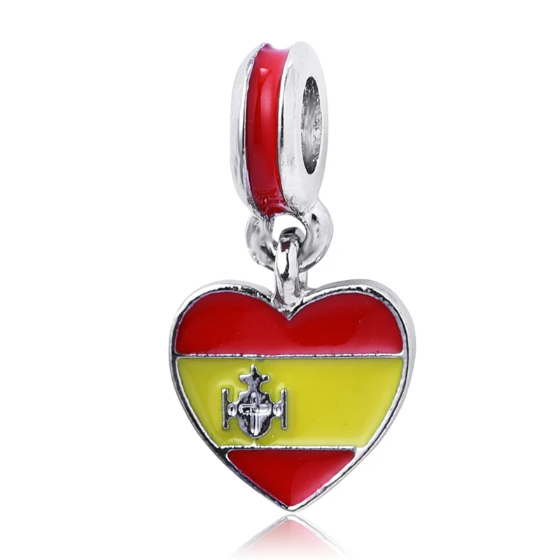 1 шт. подвеска в виде сердца с флагом Испании|fit pandora|charm beadspandora charms |