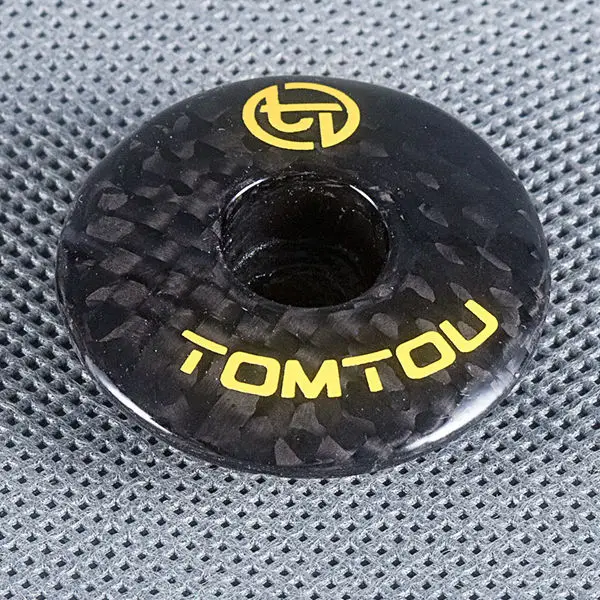 Yellow TOMTOU полный 3 K Углеродное волокно велосипед стволовых верхняя крышка 28,6 мм велосипедная гарнитура колпачок стержня 6g глянцевый желтый зеленый красный белый синий - Цвет: Yellow
