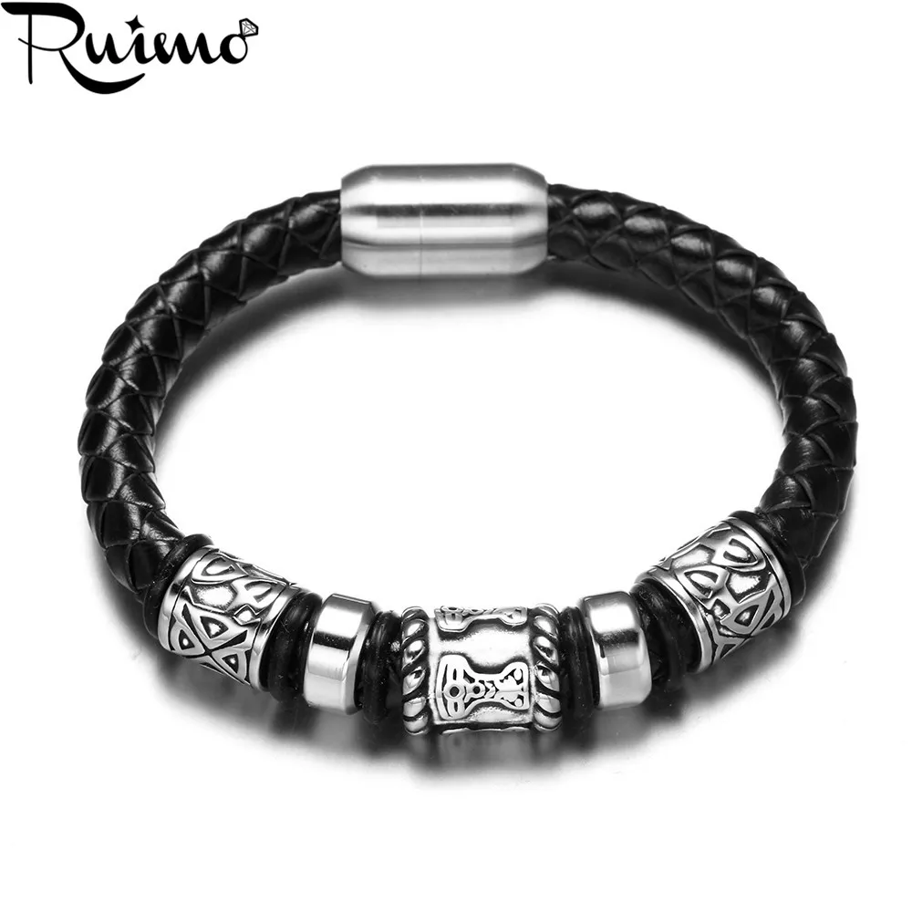 Браслет мужской из натуральной кожи с магнитной застежкой|men jewelry|bangle menbracelets bangles