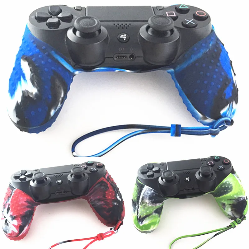 

For Sony Playstation 4 PS4 Slim Pro P4 Controller Anti-slip Durable Camouflage Camo Silicone Cover Case Skin Protector W/ Strap