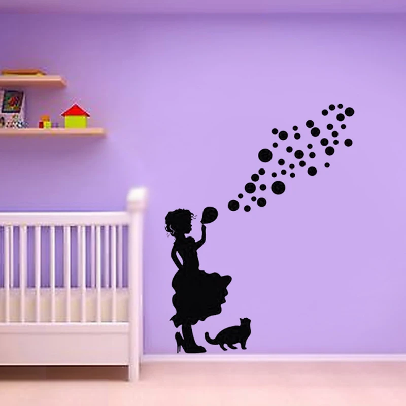 

Black Creative Children's room DIY Art Wall Stickers Home Decoration Vinyl Wallpaper girl JG1653