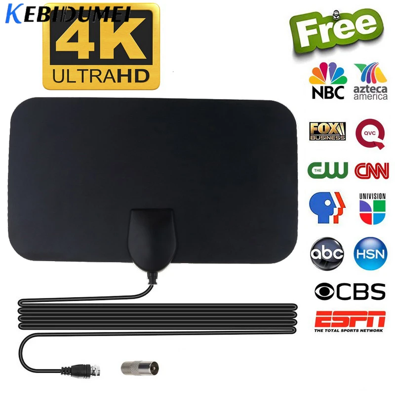 Цифровая ТВ антенна kebidumei телевизионная с HD экраном для 50 миль VHF UHF аналоговая